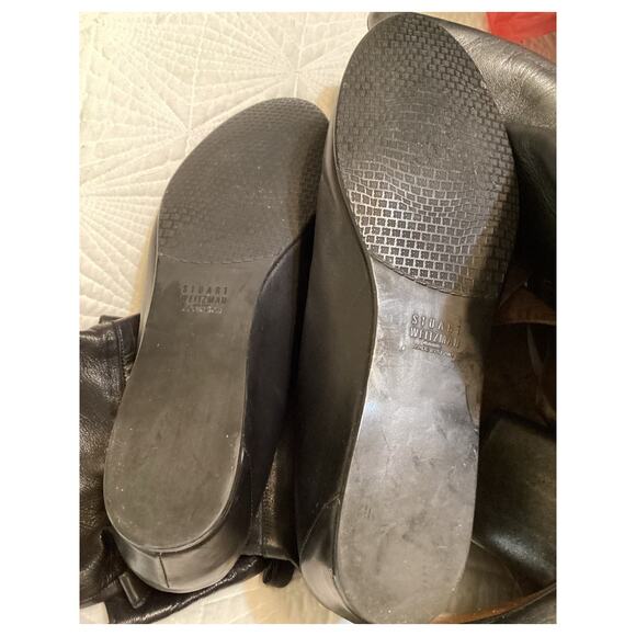 Stuart Weitzman Black Leather Slouch Gather Ankle Bootie Wedge Low Boots 10.5 - Picture 8 of 8